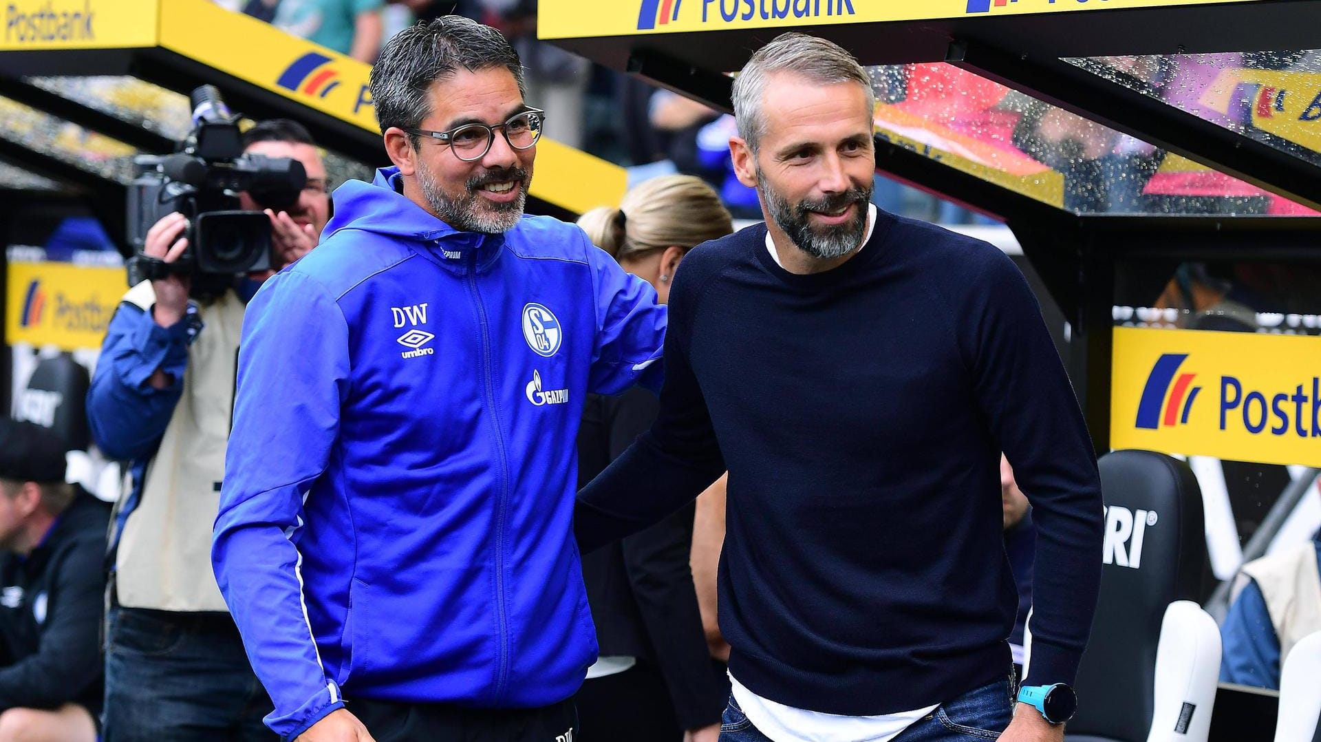 Schalkes David Wagner (l.) und Gladbachs Marco Rose vor dem 1. Bundesliga-Spieltag: das doppelte Trainer-Debüt endete ohne Tore.