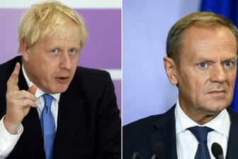 Boris Johnson und Donald Tusk: Der britische Premierminister ist beim EU-Ratschef mit seinem Vorschlag zu einer Übergangslösung für den Backstop abgeblitzt.