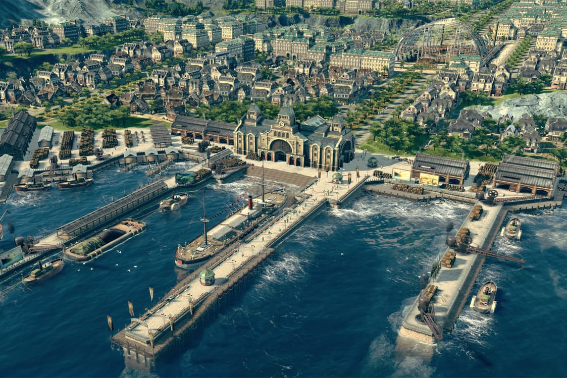Der Screenshot zeigt eine Szene aus dem Spiel "Anno 1800": Während der Gamescom ist das Spiel kostenlos.