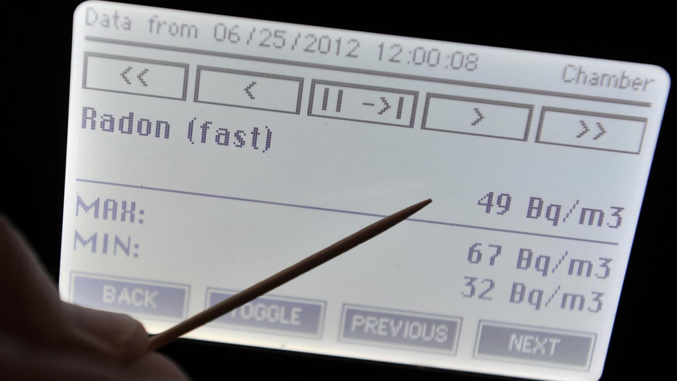 Messgerät für Radon: Eine Belastung von 49 Becquerel pro Kubikmeter liegt noch unter den Grenzwerten.
