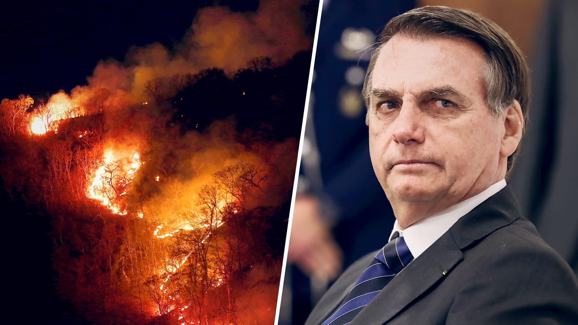 Brennender Regenwald: Brasiliens Präsident Jair Bolsonaro hat eine Drohung aus Irland erhalten. Brennender Regenwald: Brasiliens Präsident Jair Bolsonaro hat eine Drohung aus Irland erhalten.