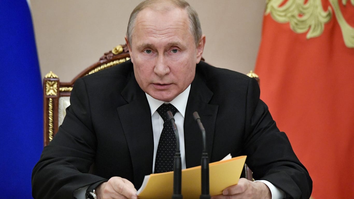 Russlands Präsident Putin bei der Sitzung des Sicherheitsrates in Moskau.