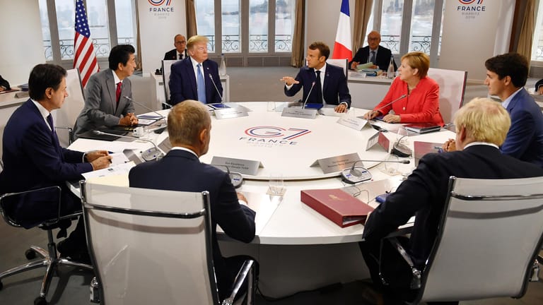 Die Runde der G7-Chefs in Biarritz.