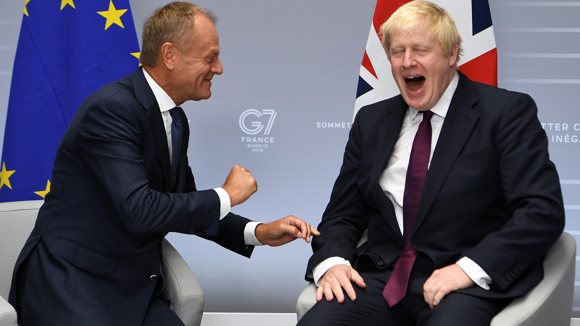 Donald Tusk und Boris Johnson in Biarritz: Im Brexit-Streit scheint keine Lösung in Sicht.