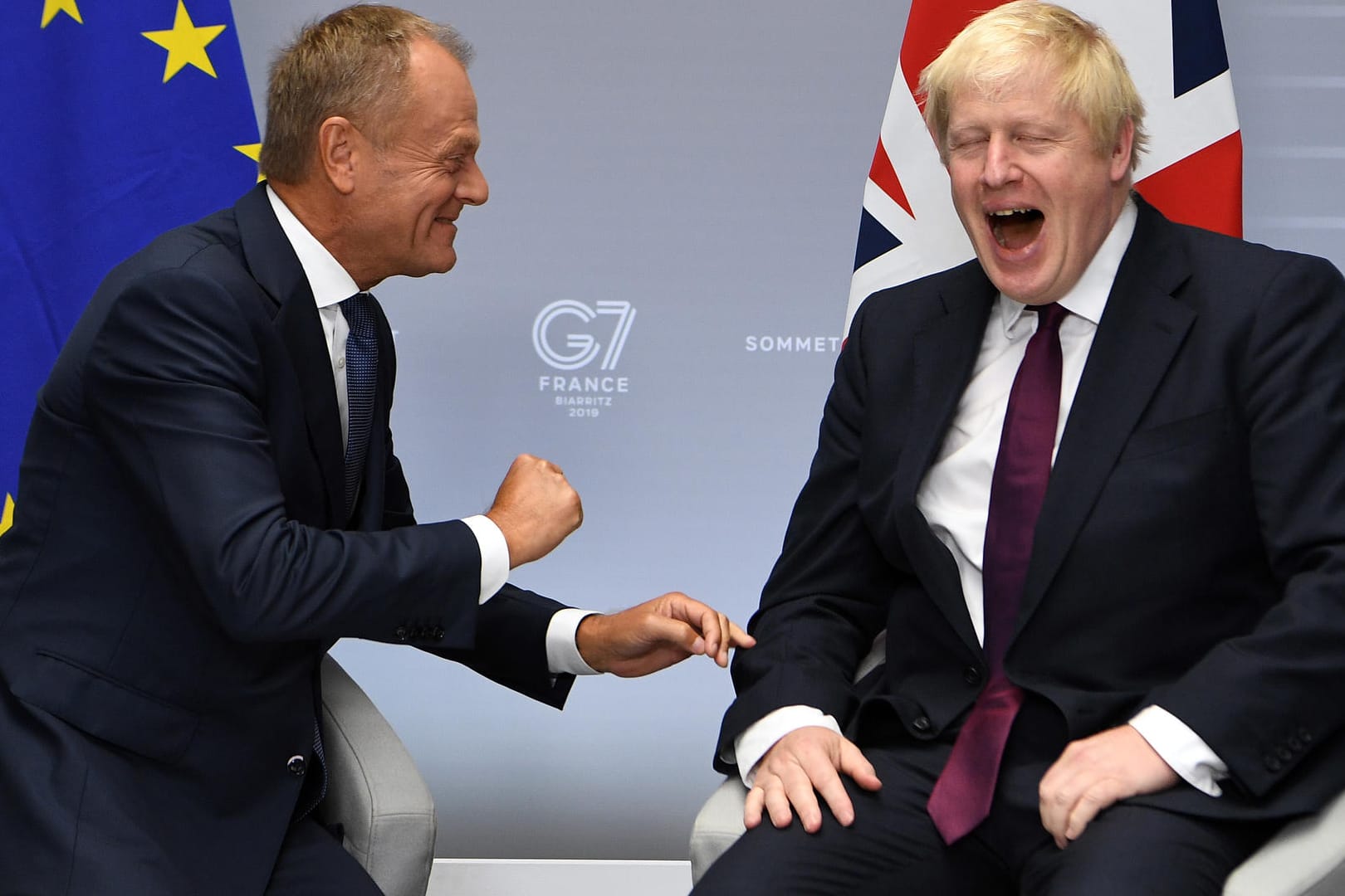 Donald Tusk und Boris Johnson in Biarritz: Im Brexit-Streit scheint keine Lösung in Sicht.