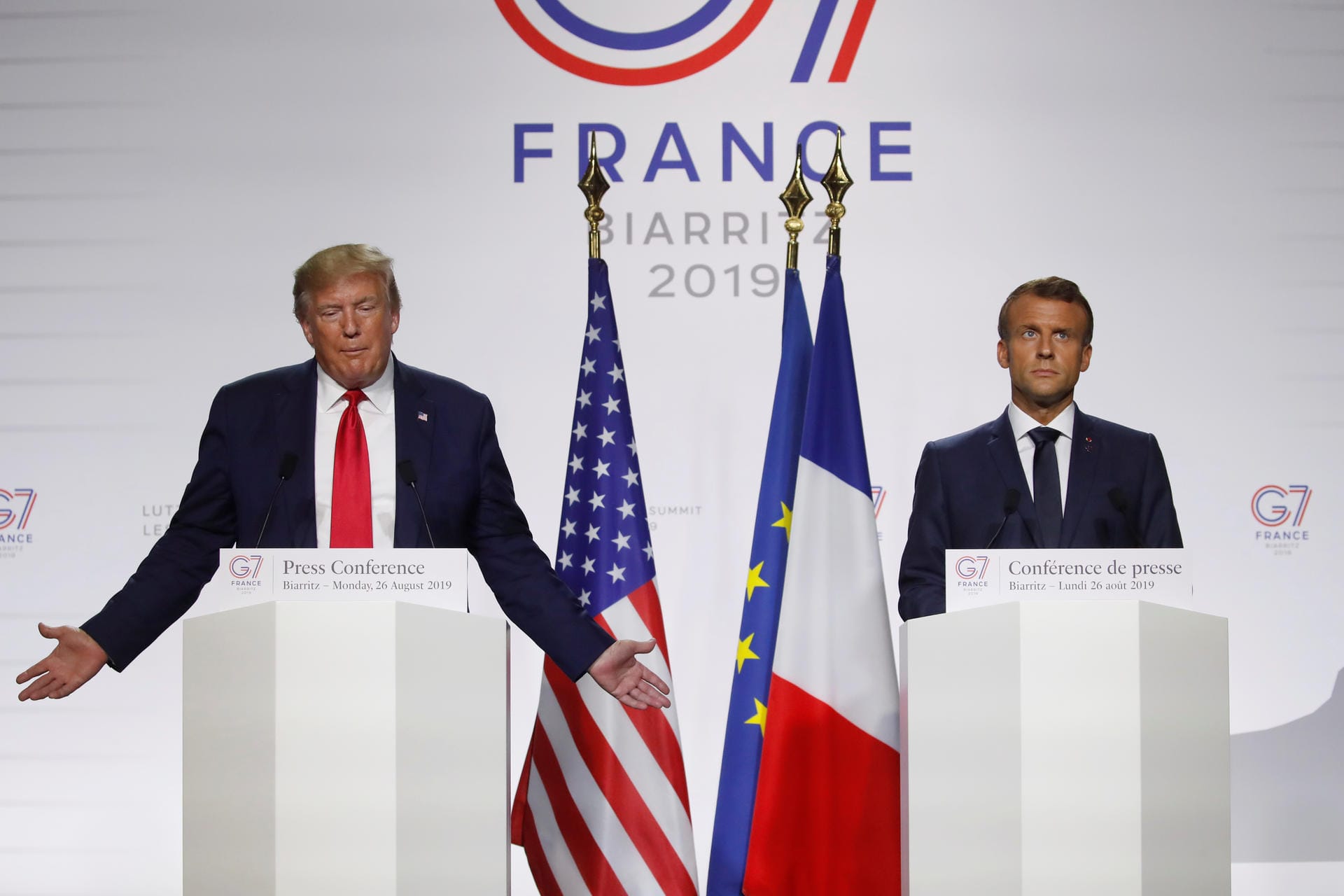 Trump und Macron auf dem G7-Gipfel in Biarritz: Bei der gemeinsamen Pressekonferenz äußerte sich der französische Präsident zuversichtlich in der Iran-Frage.