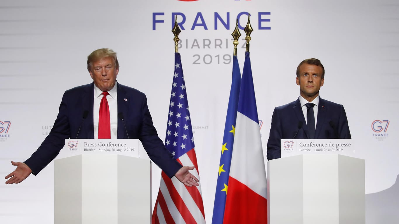 Trump und Macron auf dem G7-Gipfel in Biarritz: Bei der gemeinsamen Pressekonferenz äußerte sich der französische Präsident zuversichtlich in der Iran-Frage.
