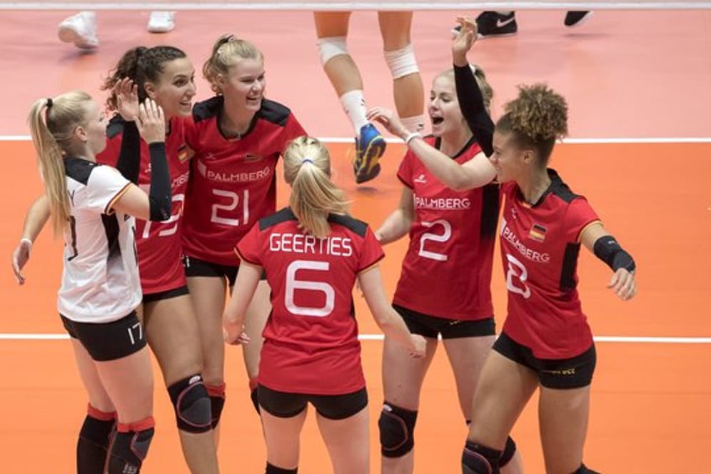 Haben gegen Russland bei der EM den dritten Vorrundensieg geholt: Die deutschen Volleyball-Frauen.