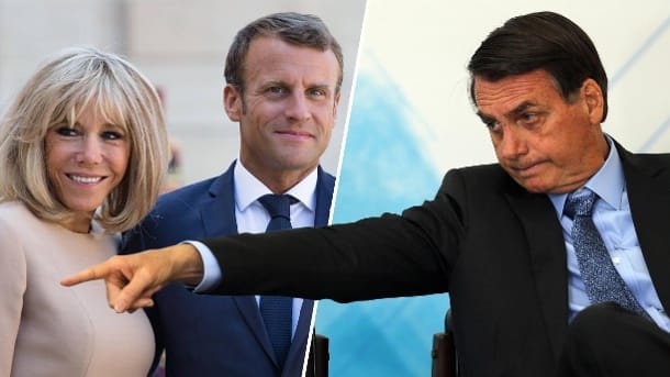 Ehepaar Macron, Jair Bolsonaro.