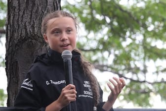 Greta Thunberg nach ihrer Ankunft.