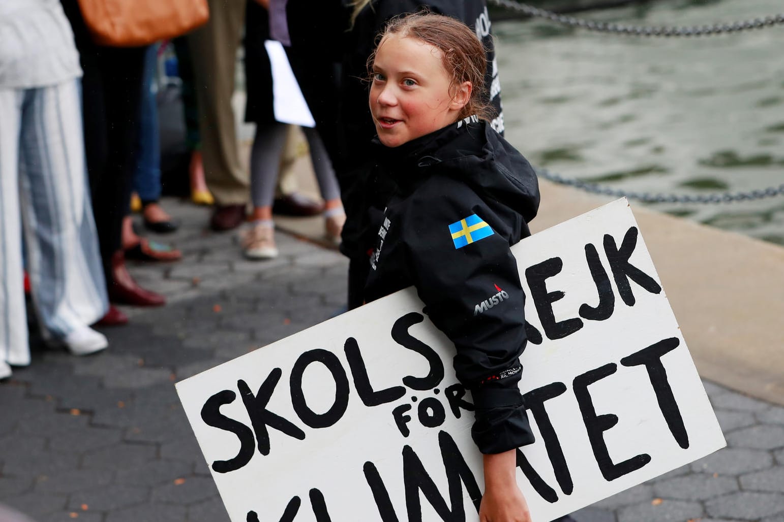 Greta Thunberg in New York: Nach 14 Tagen Seereise ist sie an der US-Ostküste angekommen.