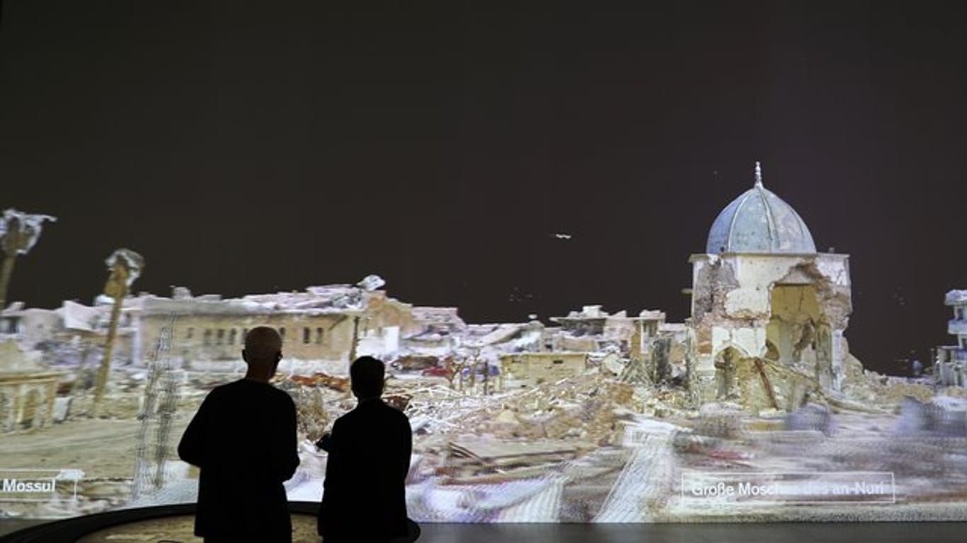 Die virtuelle Rekonstruktion der Großen Moschee des an-Nuri in Mossul.