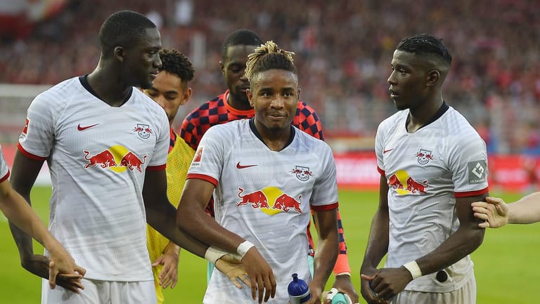 Drei der vielen Frankreich-Talente in der Bundesliga: Ibrahima Konaté (l.), Christopher Nkunku (m.) und Nordi Mukiele von RB Leipzig.