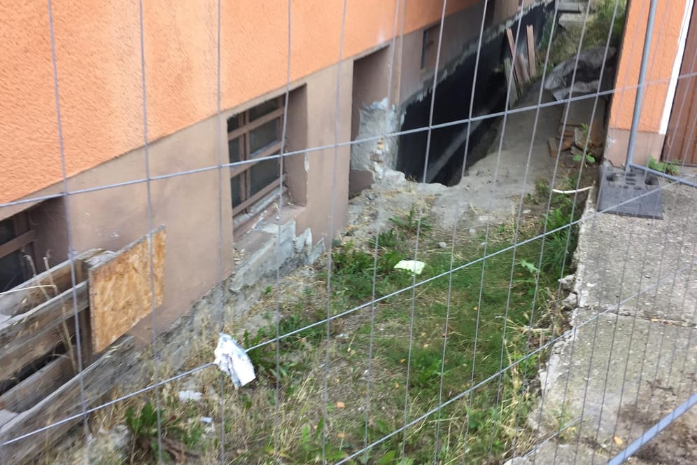 Die Rückseite eines Mehrfamilienhauses in Herne: Hier entdeckte ein Arbeiter die Kobra in der dritten Öffnung von links.
