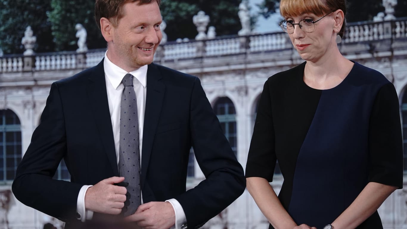 Mögliche Bündnispartner: Michael Kretschmer von der CDU, Katja Meier von den Grünen.