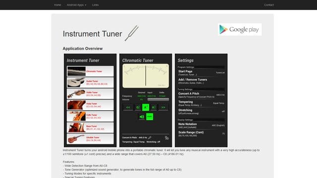 Matthias Gebauer stellt seine Stimmgerät-App auf seiner Webseite vor.