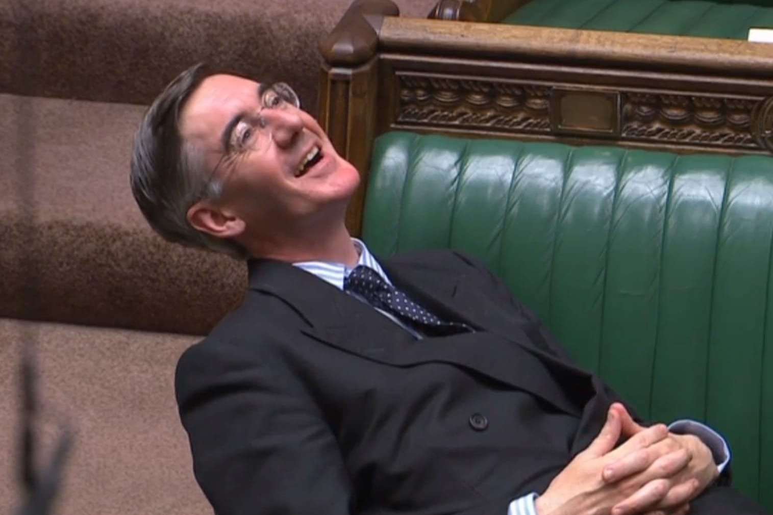 Jacob Rees-Mogg: Der Vorsitzende des Unterhauses lehnt sich während der Notstandsdebatte über ein neues Gesetz gelangweilt zurück.