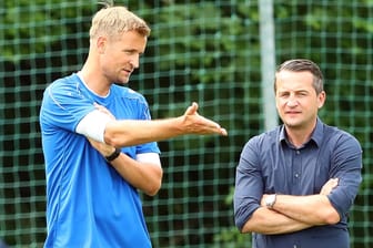 Trainer David Bergner (l.) und Sportdirektor Thomas Sobotzik: Beide haben den Chemnitzer FC verlassen.