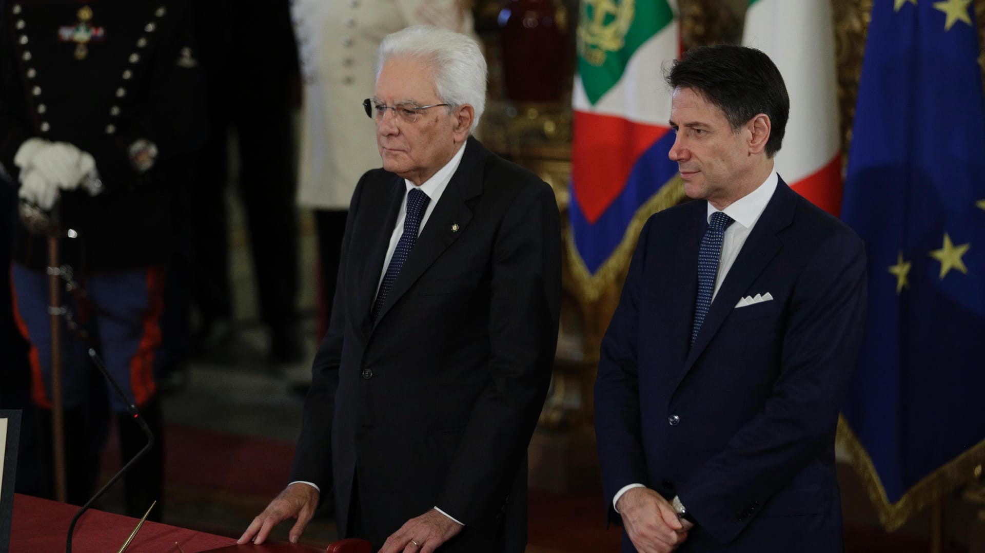 Präsident Sergio Mattarella und der Premierminister Giuseppe Conte