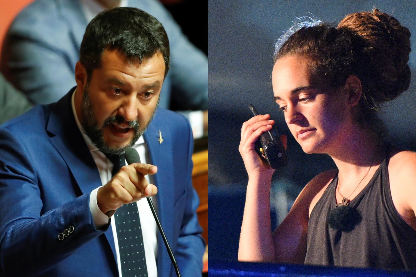 Matteo Salvini und Carola Rackete: Die Seenotretterin hat den ehemaligen italienischen Innenminister verklagt.