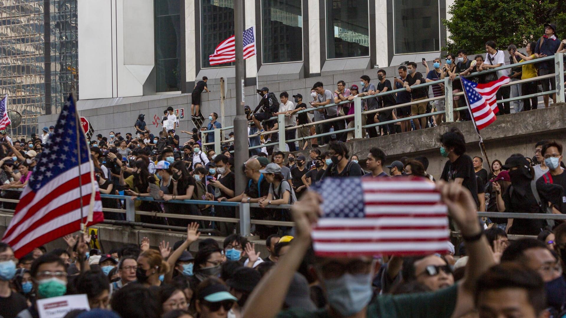 Hongkong Demonstration vor dem US Konsulat September 8 2019 Hong Kong China Thousands of pro de