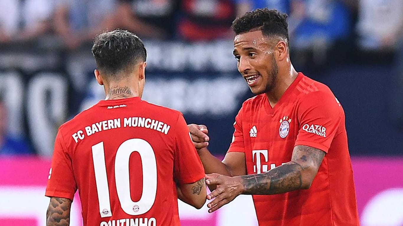 Corentin Tolisso (r.): Der Mittelfeldspieler ist von Neuzugang Philippe Coutinho (l.) schwer angetan.