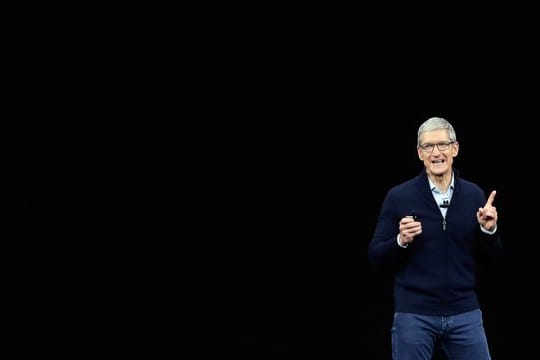 Der Geschäftsführer von Apple, Tim Cook, während einer Präsentation 2017.