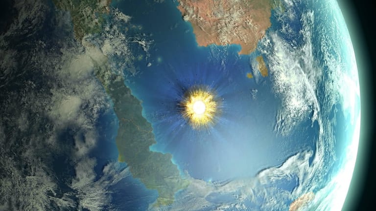 Künstlerische Darstellung des Asteroideneinschlags: Beim Aufprall kam es zu einer extremen Hitzeentwicklung.