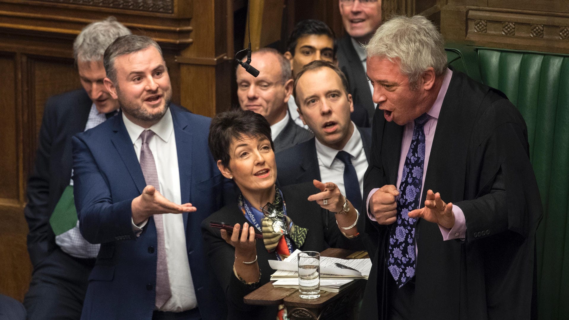 Szene im britischen Unterhaus, rechts der Speaker John Bercow.