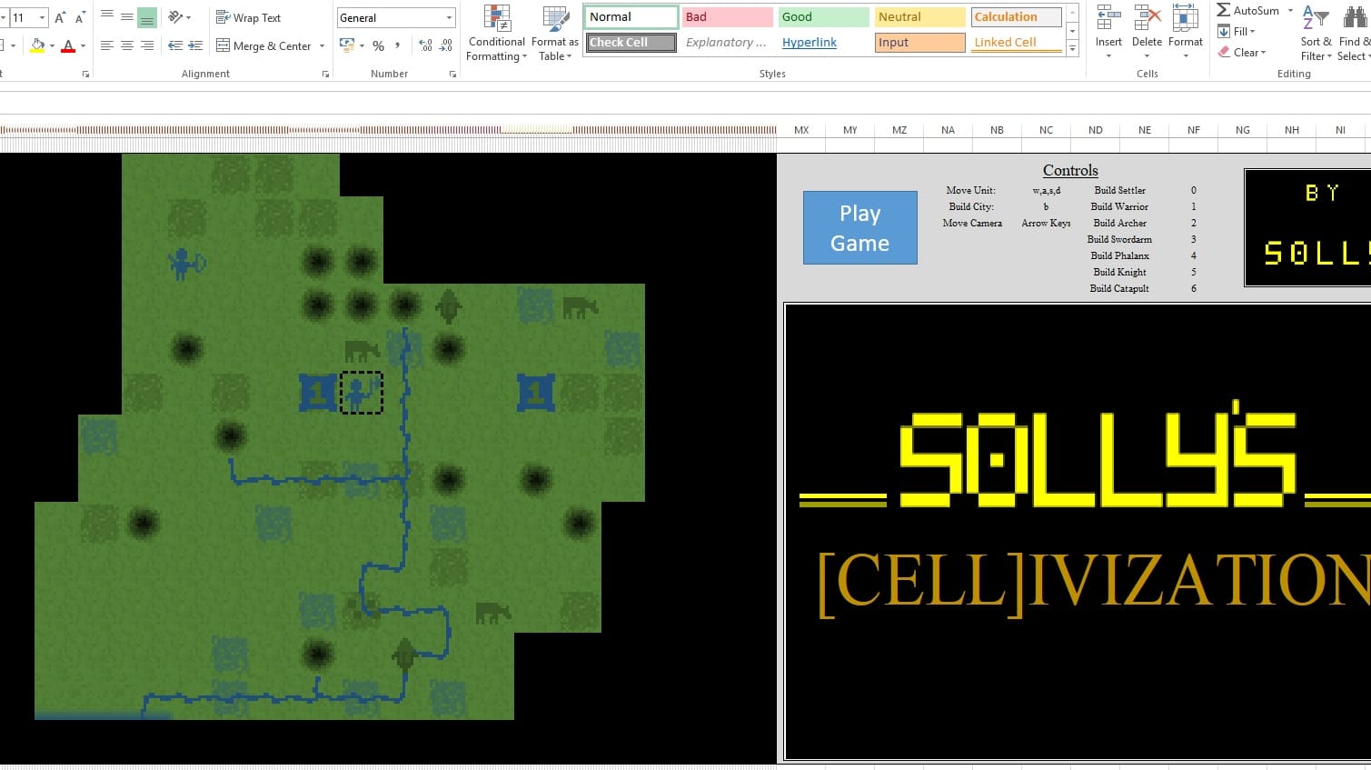 Das Spiel" [CELL]IVIZATION": Das Game lässt sich mithilfe von Excel spielen.