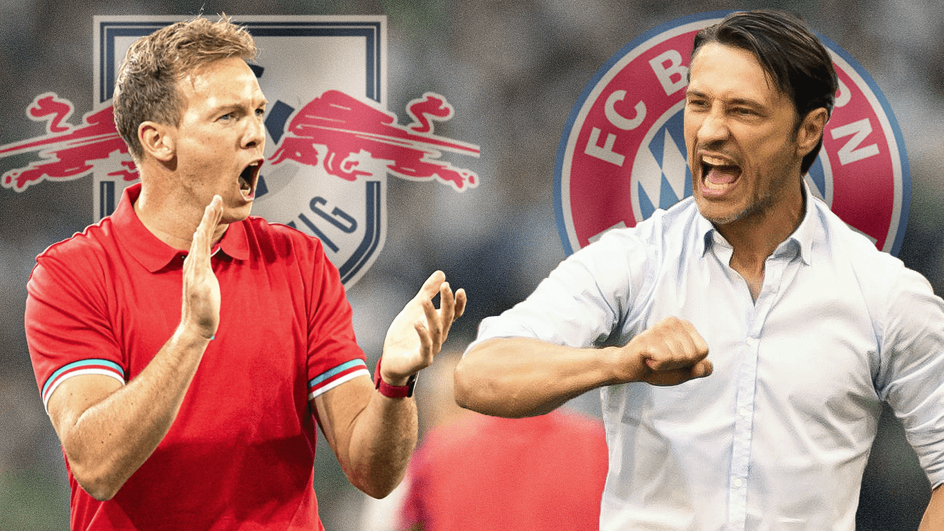 Leipzigs Trainer Nagelsmann (l.) und Bayern-Coach Kovac: Am Samstag treffen die beiden Toptrainer mit ihren Klubs aufeinander.
