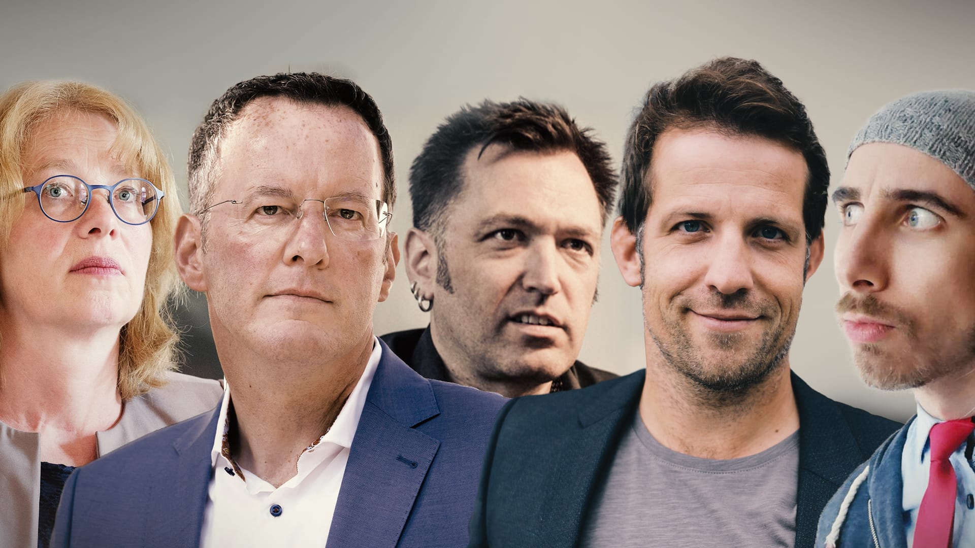 Die Kandidaten zur Mainzer OB-Wahl: Tabea Rößner, Michael Ebling, Martin Malcherek, Nino Haase und Martin Ehrhardt.