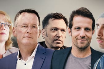 Die Kandidaten zur Mainzer OB-Wahl: Tabea Rößner, Michael Ebling, Martin Malcherek, Nino Haase und Martin Ehrhardt.