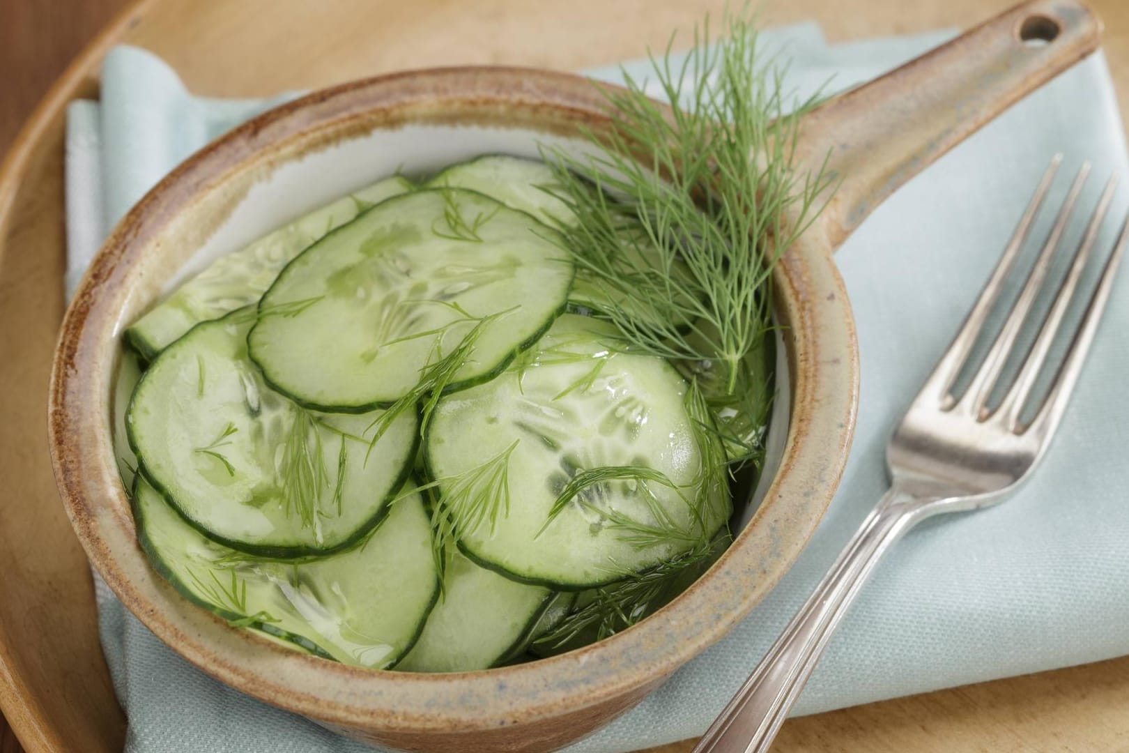 Gurkensalat: Die wohl beliebteste Zubereitung der Schlangengurke ist der klassische Gurkensalat.