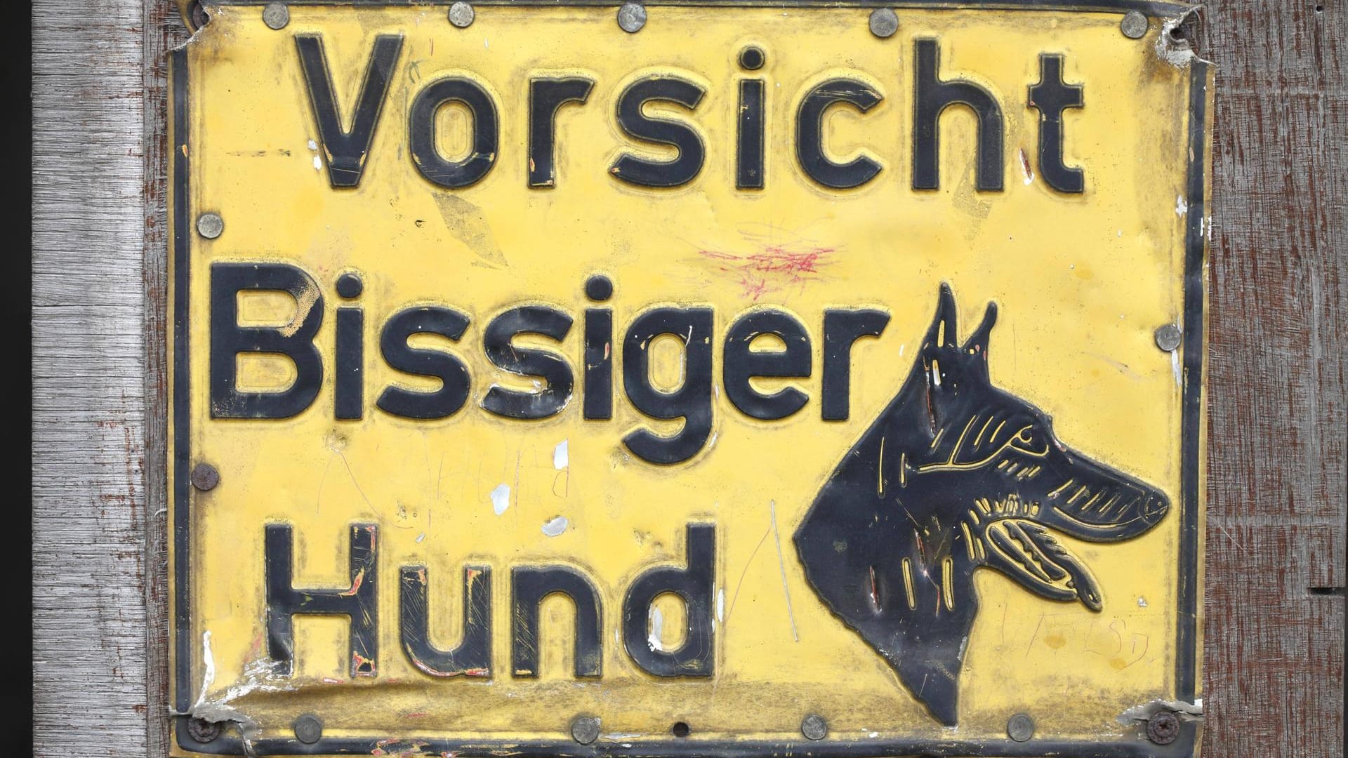 Ein altes Schild warnt vor einem Schäferhund: Warum der Hund in Balgstädt so agressiv wurde ist unklar.