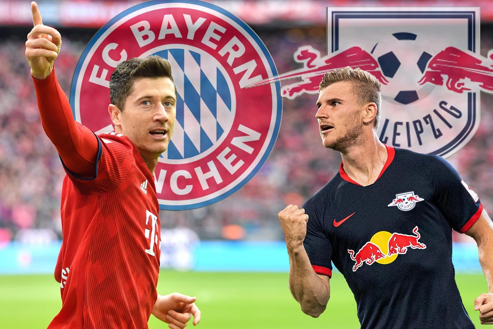Robert Lewandowski (l.) und Timo Werner: Wer von beiden darf im direkten Duell jubeln?