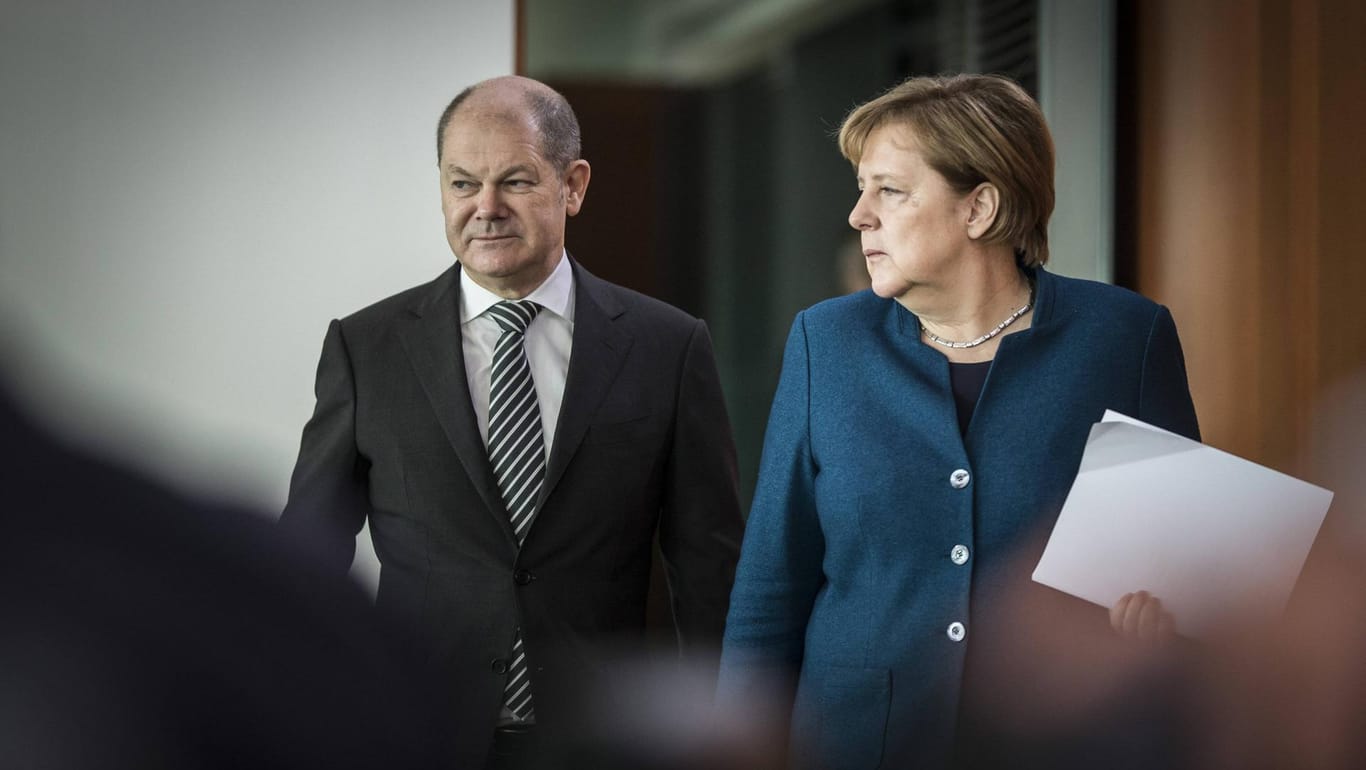 Bundeskanzlerin Angela Merkel und Finanzminister Olaf Scholz: Zwischen SPD und Union gibt es nach zahlreiche Streitpunkte beim Klimaschutz.