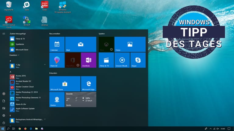 Der Screenshot zeigt das Startmenü von Windows 10: Nicht alle Programme, die mit der Installation kommen, sind wirklich nützlich.