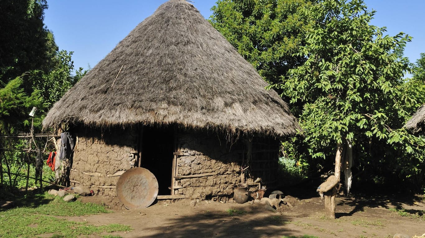 Eine traditionelle afrikanische Hütte
