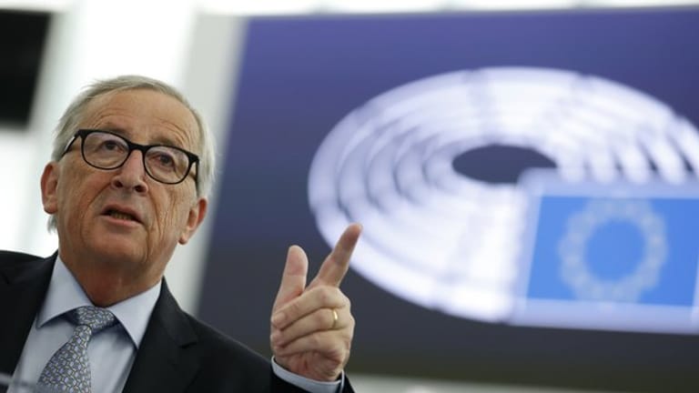 Jean-Claude Juncker, Präsident der Europäischen Kommission, während seiner Rede im Europäischen Parlament.