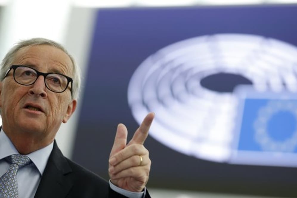 Jean-Claude Juncker, Präsident der Europäischen Kommission, während seiner Rede im Europäischen Parlament.