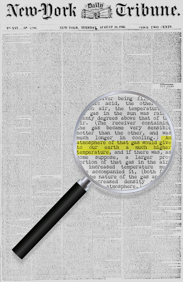 1856 in der "New York Daily Tribune": Eine Atmosphäre mit CO2 würde zu einer viel wärmeren Erde führen.