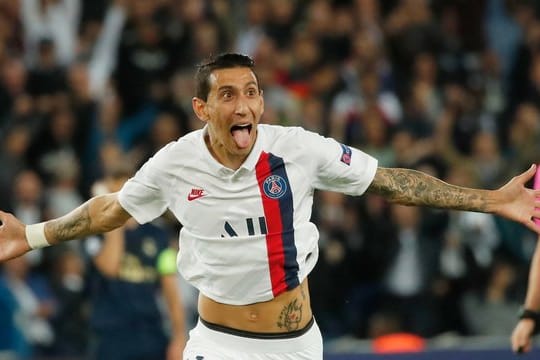 Angel Di Maria von Paris Saint-Germain feiert sein zweites Tor gegen Real Madrid.