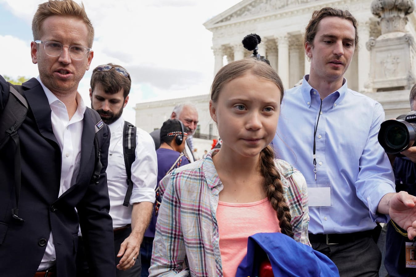 Greta Thunberg bei einer Kundgebung vor dem Supreme Court: Die Themen Klimakrise und Umweltschutz leiden in den USA unter dem vergifteten parteipolitischen Streit zwischen Donald Trump einerseits und Demokraten und weiten Teilen der Öffentlichkeit andererseits.