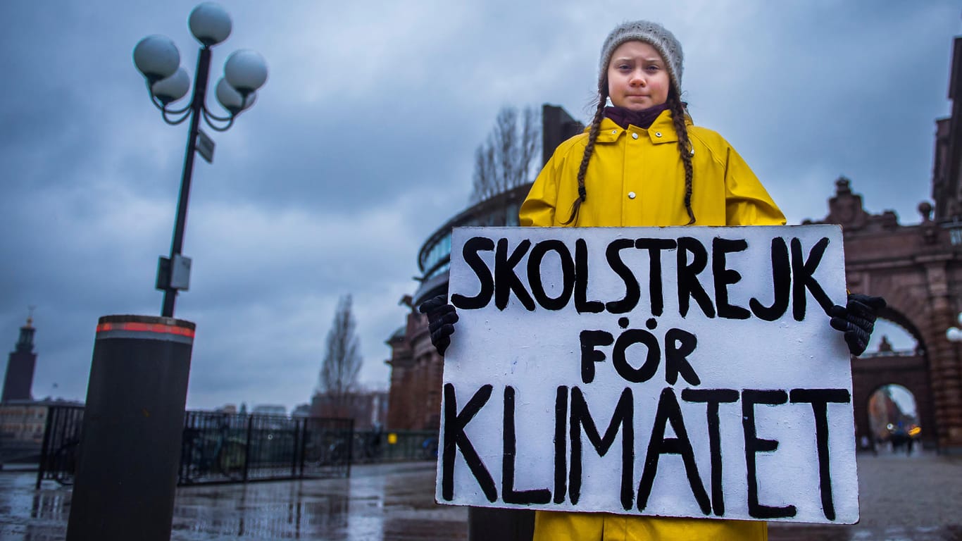 Greta Thunberg beim Schulstreik in Schweden: Am 20. August 2018 begann die 16-Jährige ihren wöchentlichen Streik für das Klima in Stockholm.