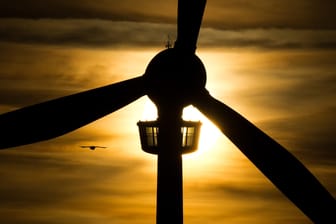 Sonnenaufgang mit Windrad in Niedersachsen: "Beim Klimaschutz Maß und Mitte nicht aus den Augen verlieren." (Symbolfoto)