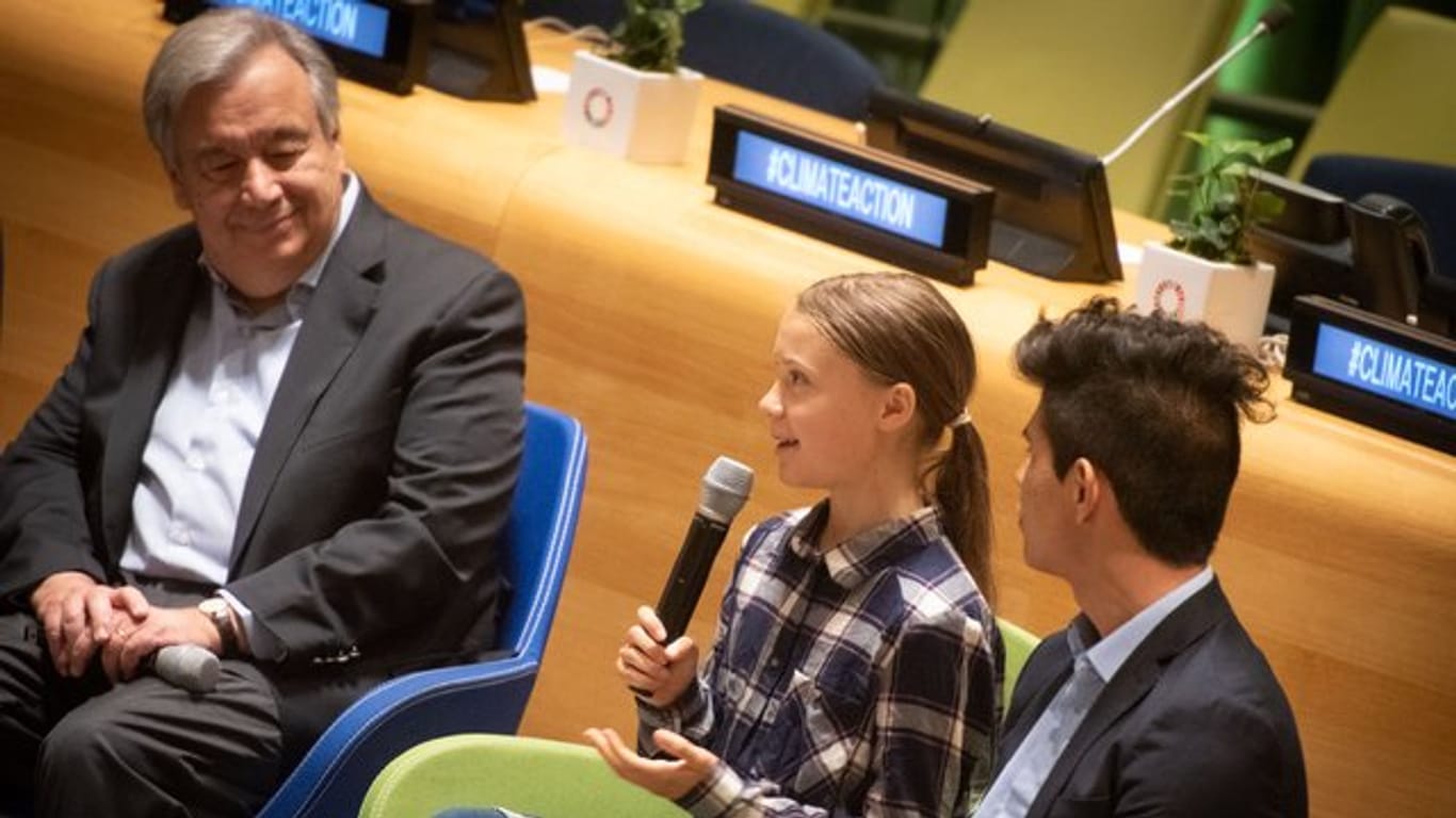 Greta Thunberg spricht beim UN-Jugendklimagipfel in New York.