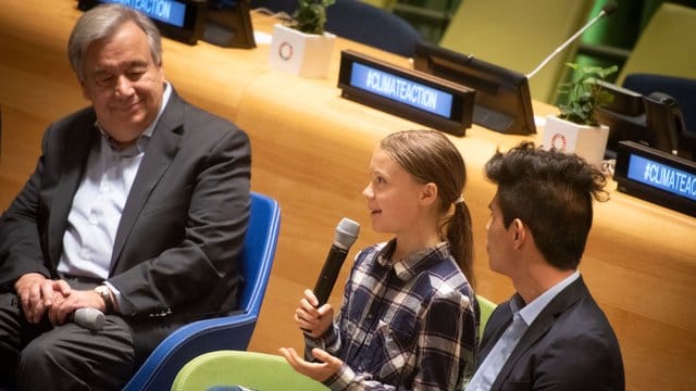 Greta Thunberg spricht beim UN-Jugendklimagipfel in New York. Greta Thunberg spricht beim UN-Jugendklimagipfel in New York.