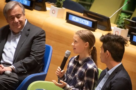 Greta Thunberg spricht beim UN-Jugendklimagipfel in New York.