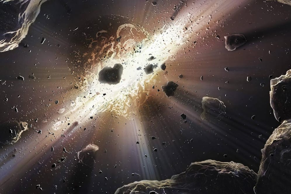 Illustration eines kosmischen Zusammenstoßes: Ein derartiges Ereignis könnte der Erde genutzt haben.